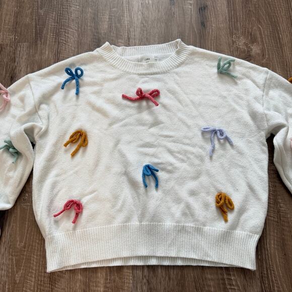 Luna Ivy Anthropologie 3D Bow Sweater Womens Large White Coquette - Picture 3 of 8